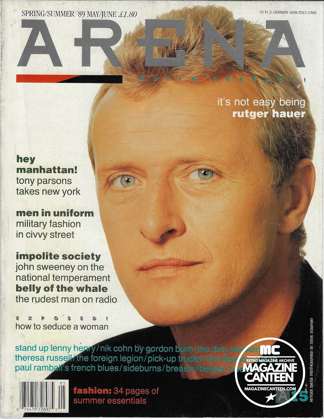 Arena Magazine - RUTGER HAUER Hauer Lenny Henry French Foreign Legion