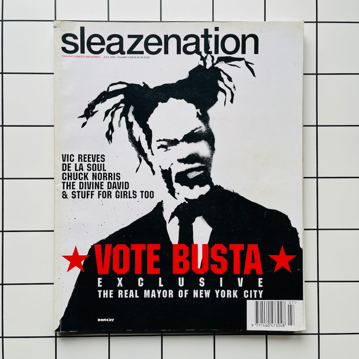 Sleazenation Magazine - BANKSY Vote Busta JULY 2000