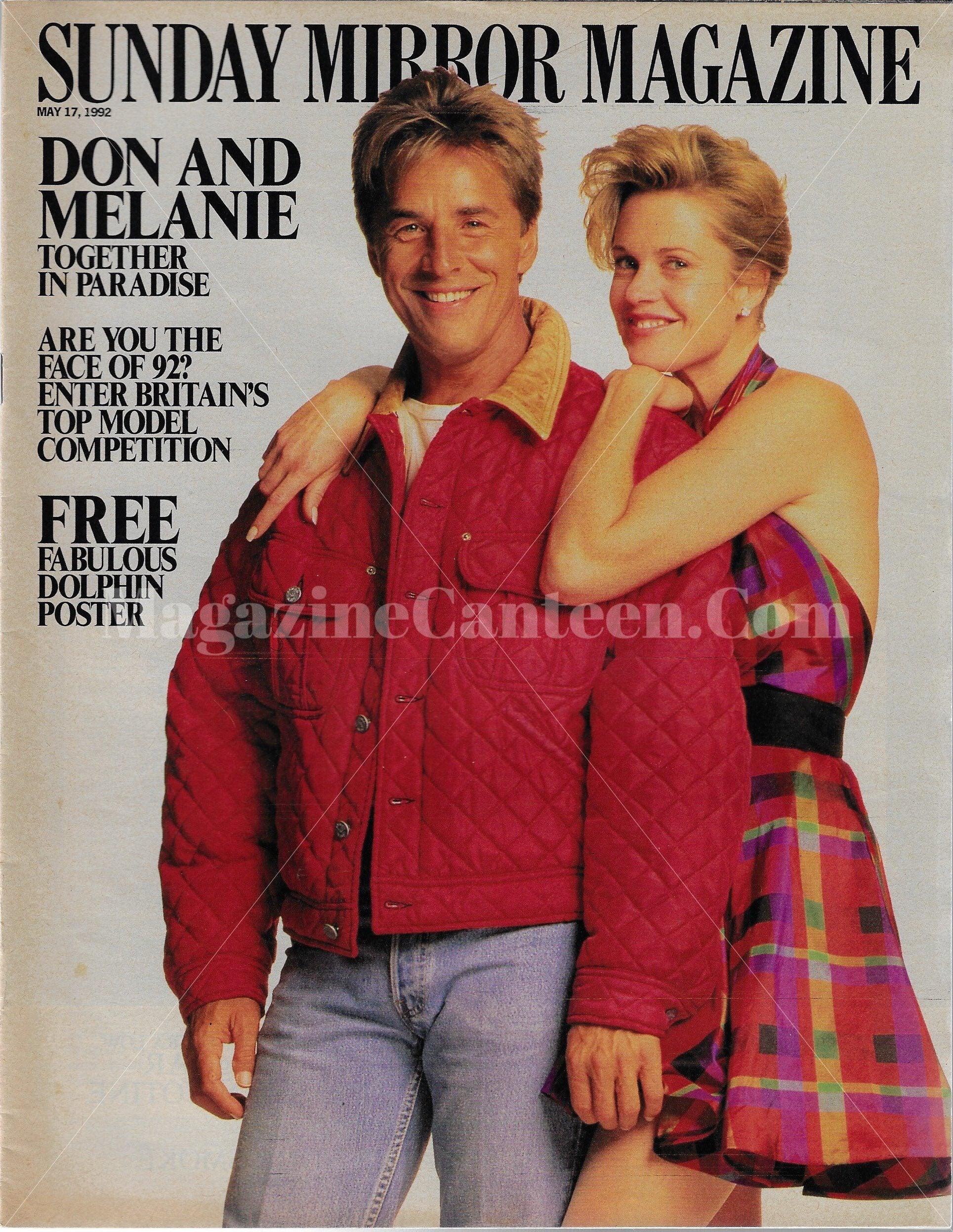 rare Sunday Mirror Magazine - Don Johnson & Melanie Griffith