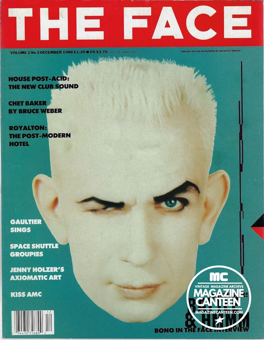 The Face Magazine 1988 - JEAN PAUL GAULTIER Bono U2 Helena Christensen
