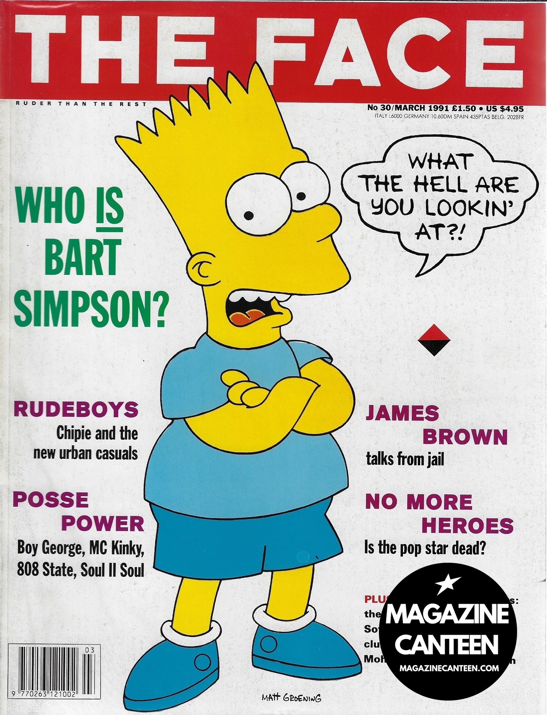 The Face Magazine 1991 - Bart Simpson CORINNE DAY Sofia Coppola