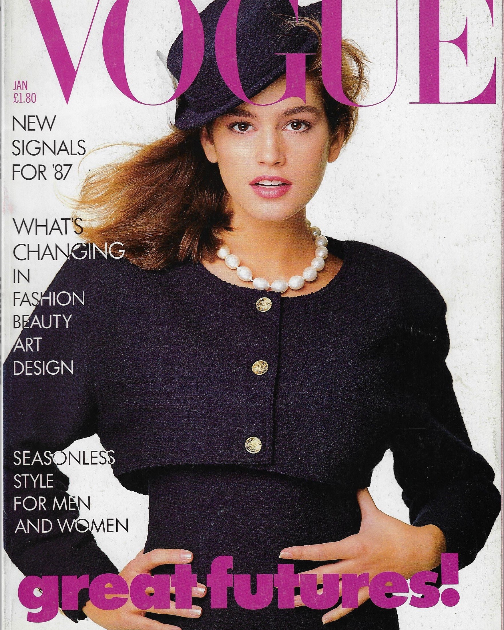 british Vogue Magazine January 1987 - Cindy Crawford