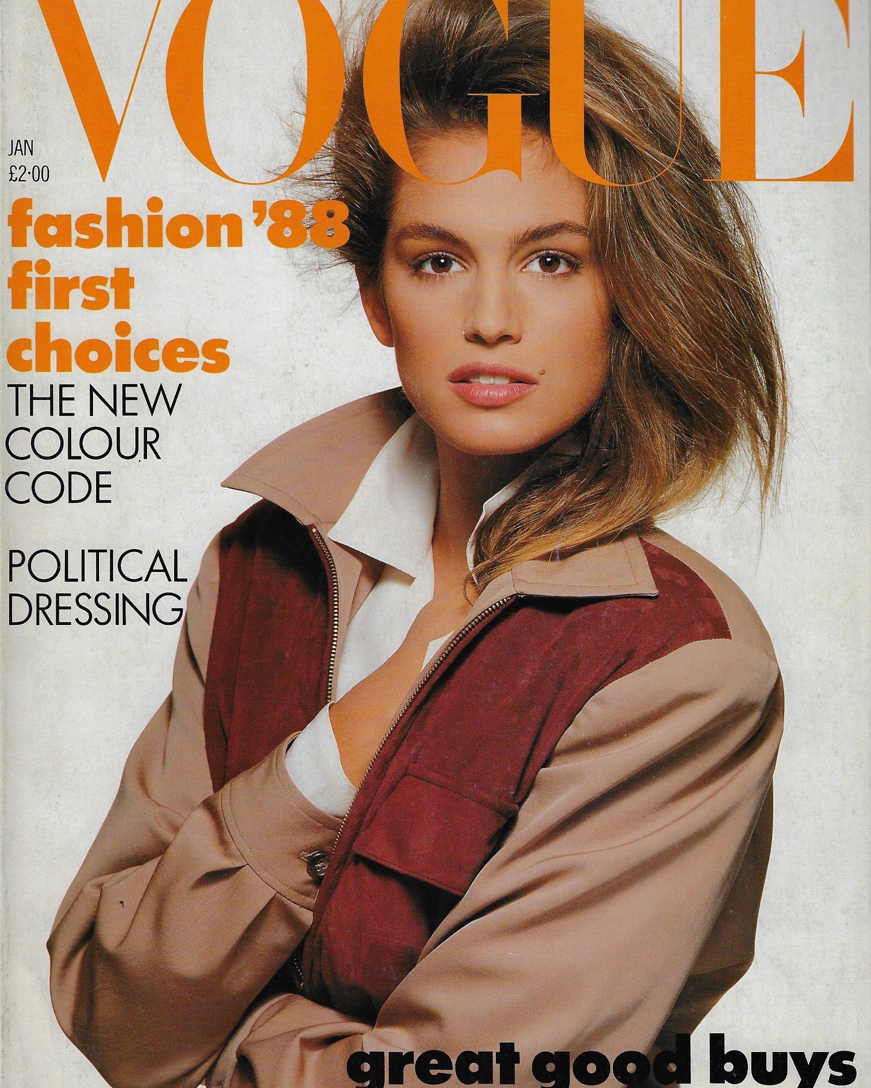 Vogue Magazine January 1988 - Cindy Crawford