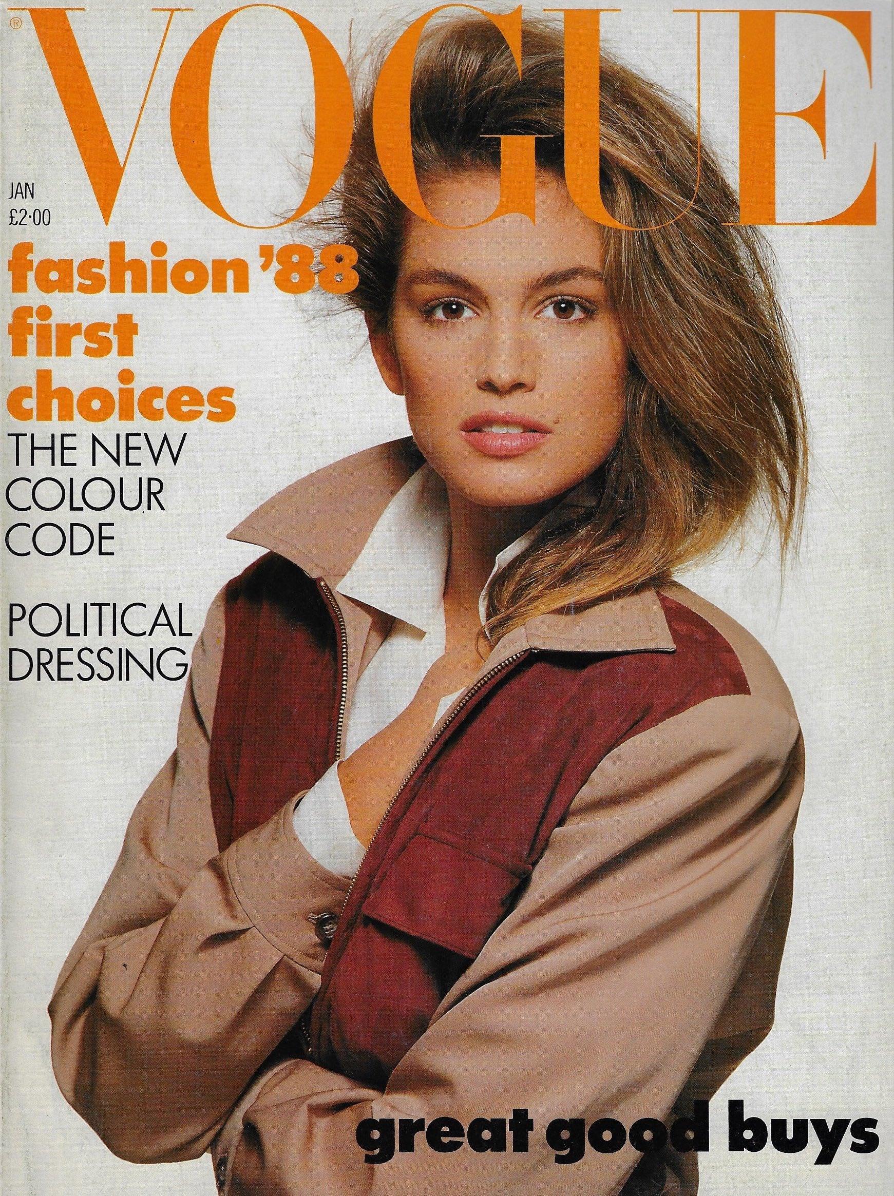Vogue Magazine January 1988 - Cindy Crawford