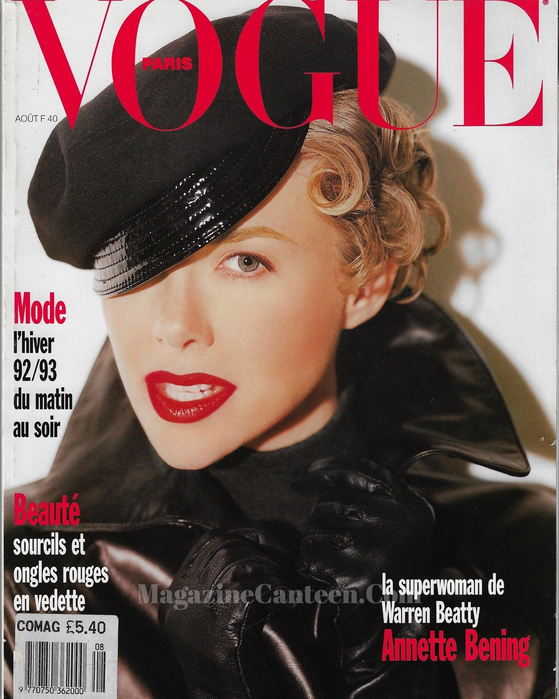 Vogue Paris Magazine 1992 - Annette Bening