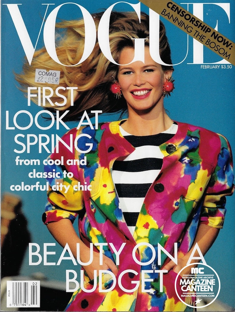 Vogue USA Magazine February 1991 - CLAUDIA SCHIFFER Naomi Campbell