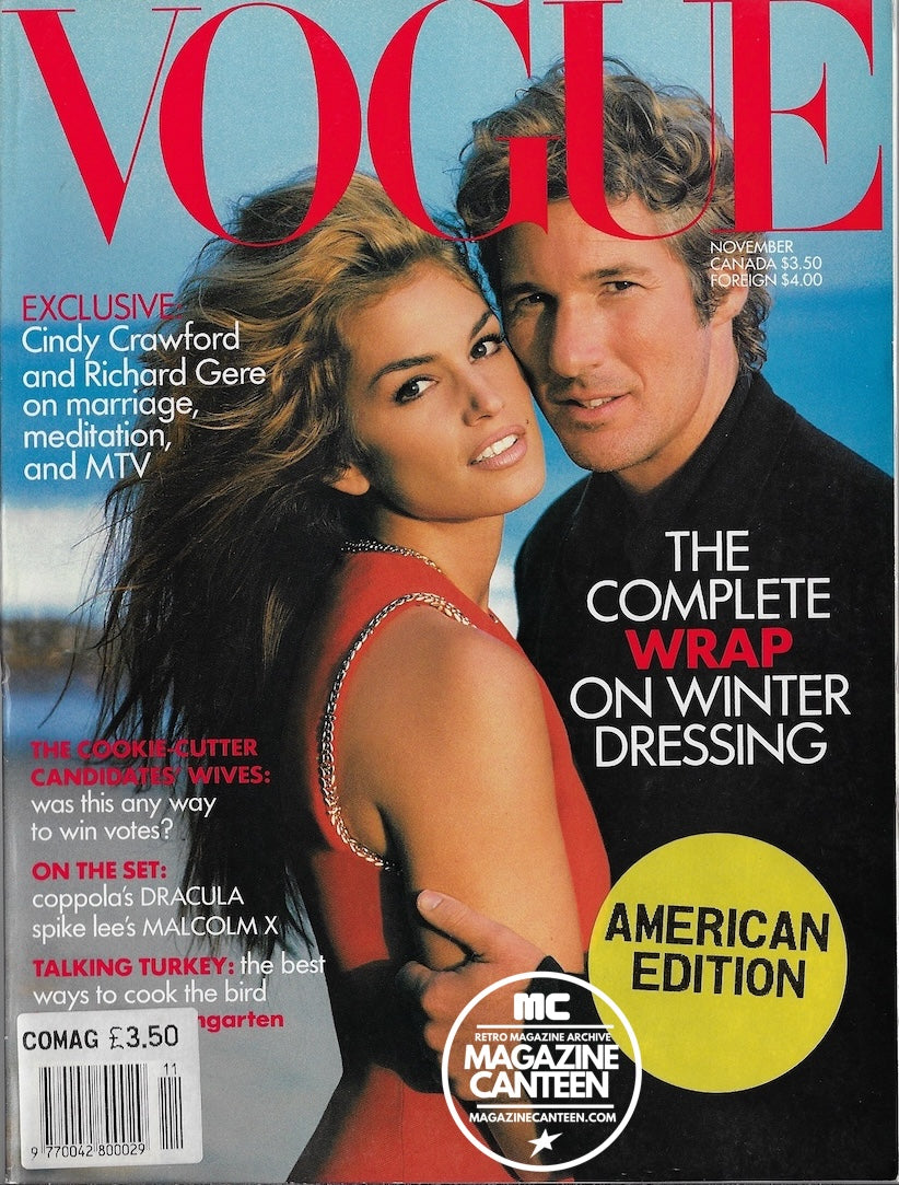Vogue USA Magazine November 1992 - Cindy Crawford Richard Gere