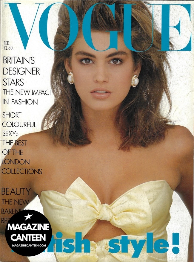 Vogue Magazine February 1987 - Cindy Crawford KRISTEN MCMENAMY Rifat Uzbek
