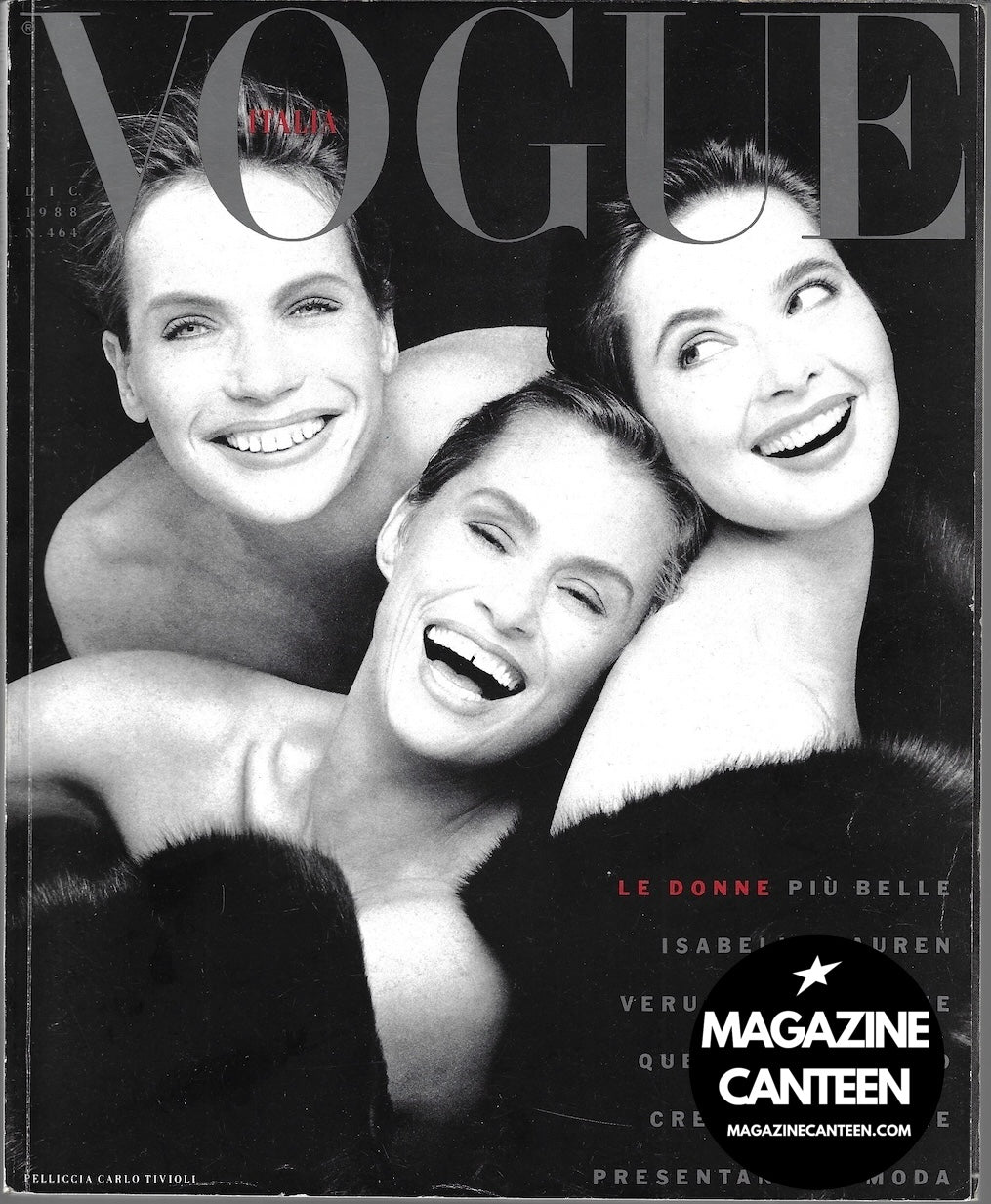 Vogue Italia Magazine 1988 - Lauren Hutton VERUSCHKA Isabella Rossellini
