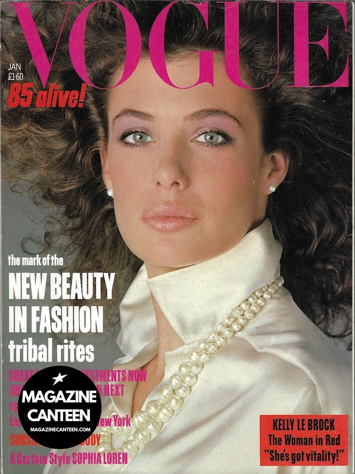 Vogue Magazine January 1985 - Kelly LeBrock CINDY CRAWFORD Kim Knott
