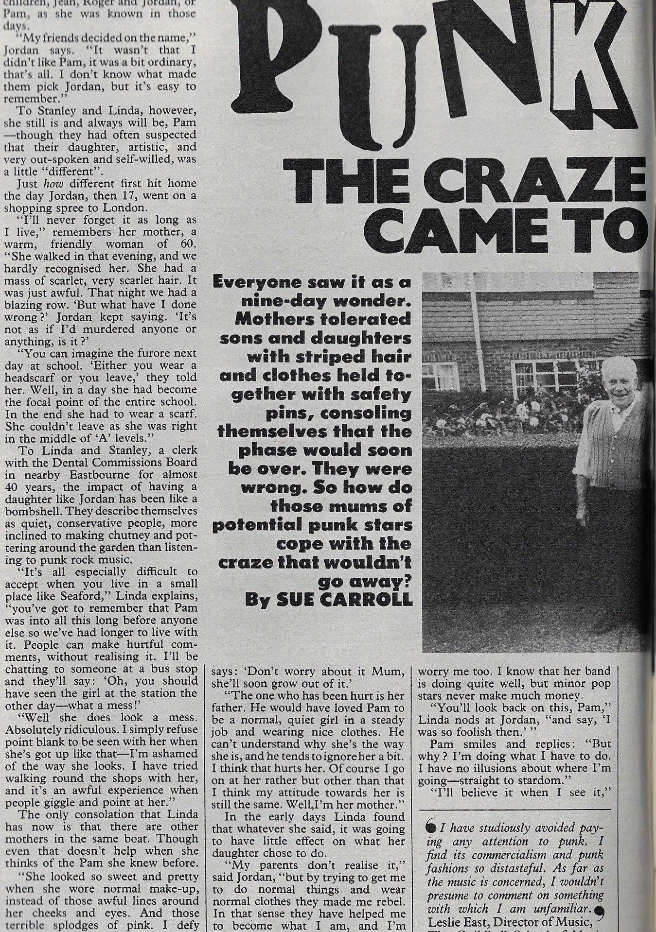 Woman Magazine - The PUNK CRAZE Pamela Rooke JORDAN