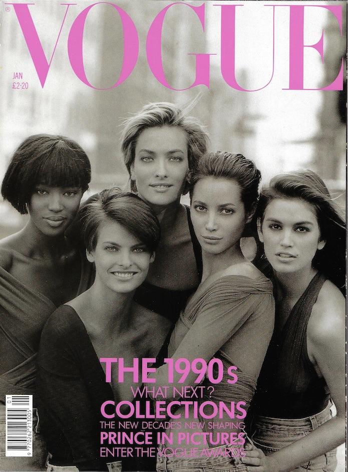 Vogue Magazine January 1990 - The SUPERMODELS Linda Christy Naomi Christy Tatjana A