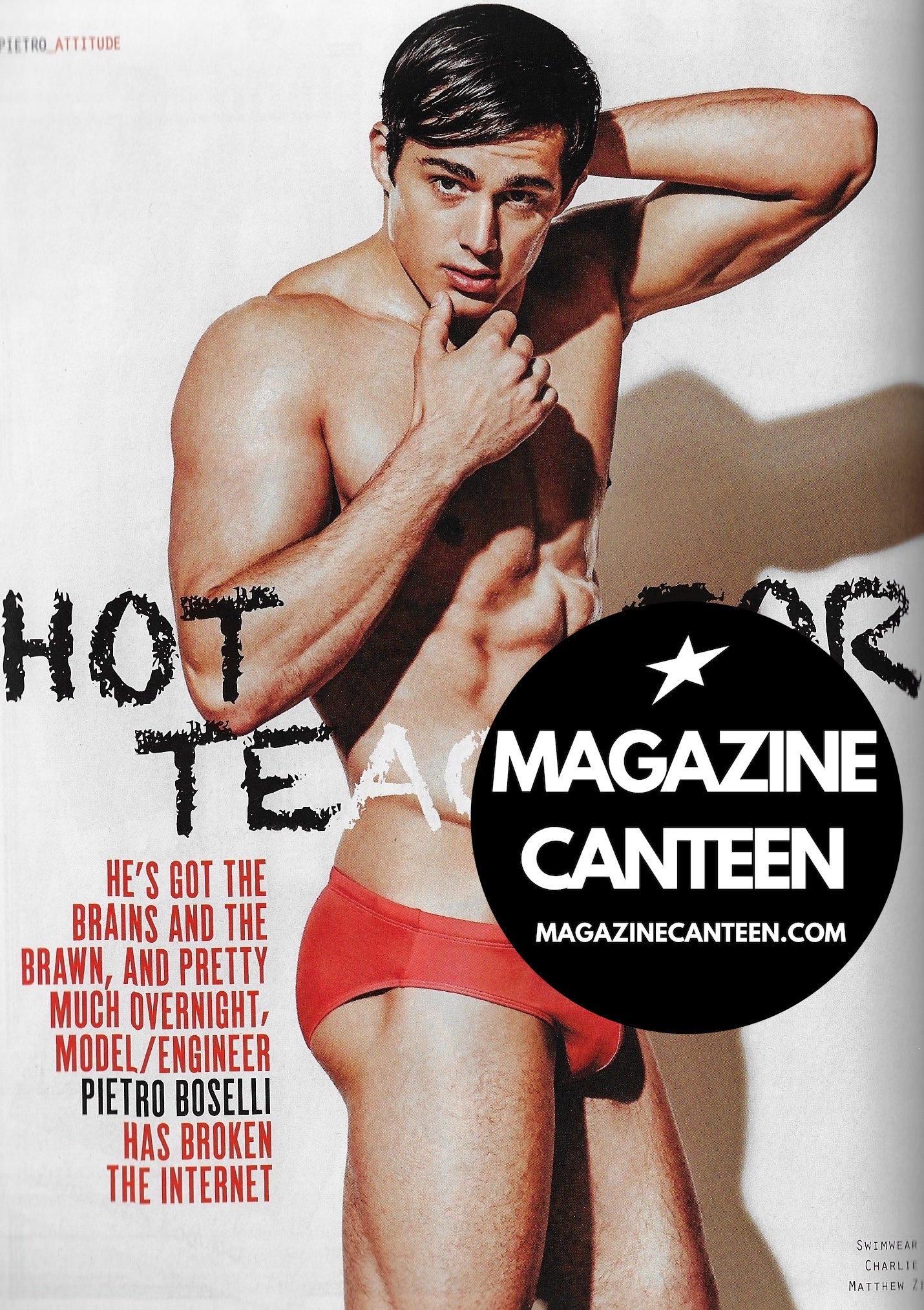 Attitude Magazine 258 - MATTHEW LEWIS Pietro Boselli 2015 SHIRTLESS