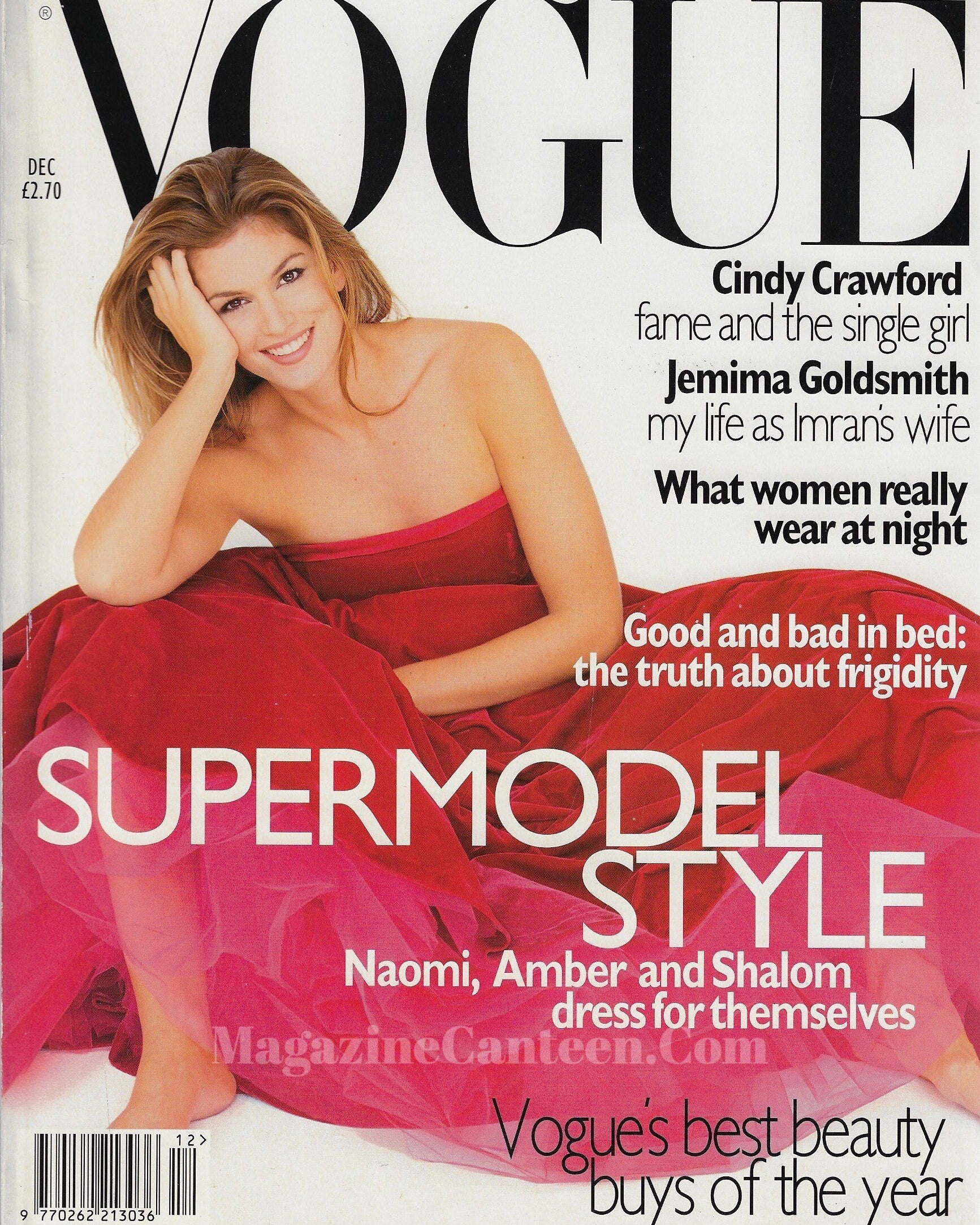 Vogue Magazine December 1995 - Cindy Crawford