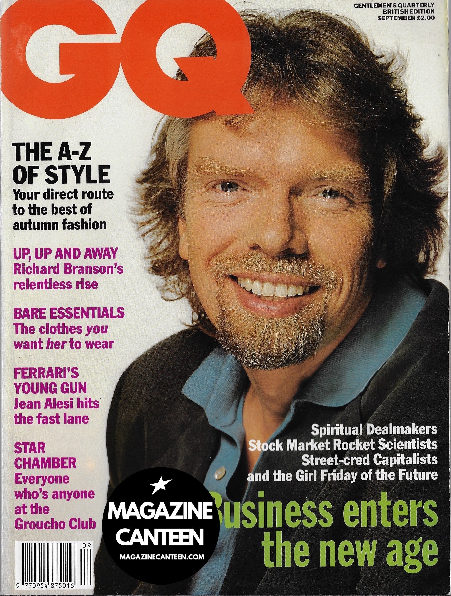 GQ Magazine 1991 - Richard Branson ALAN RICKMAN Gail Elliott