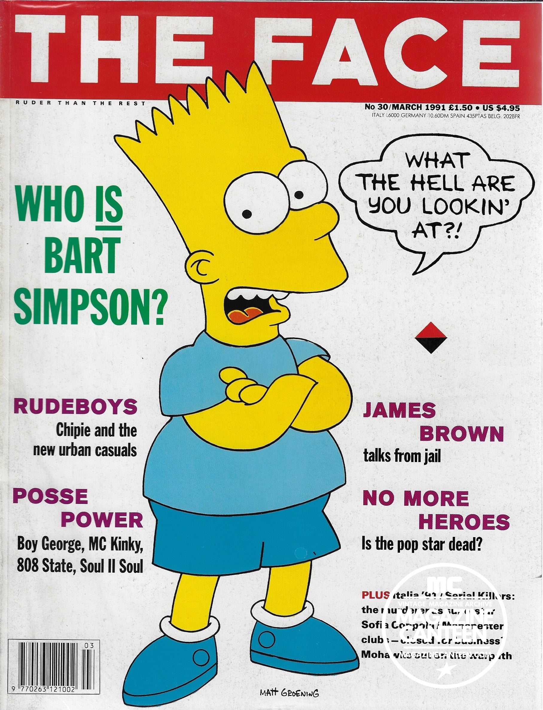 The Face Magazine 1991 - Bart Simpson CORINNE DAY Sofia Coppola