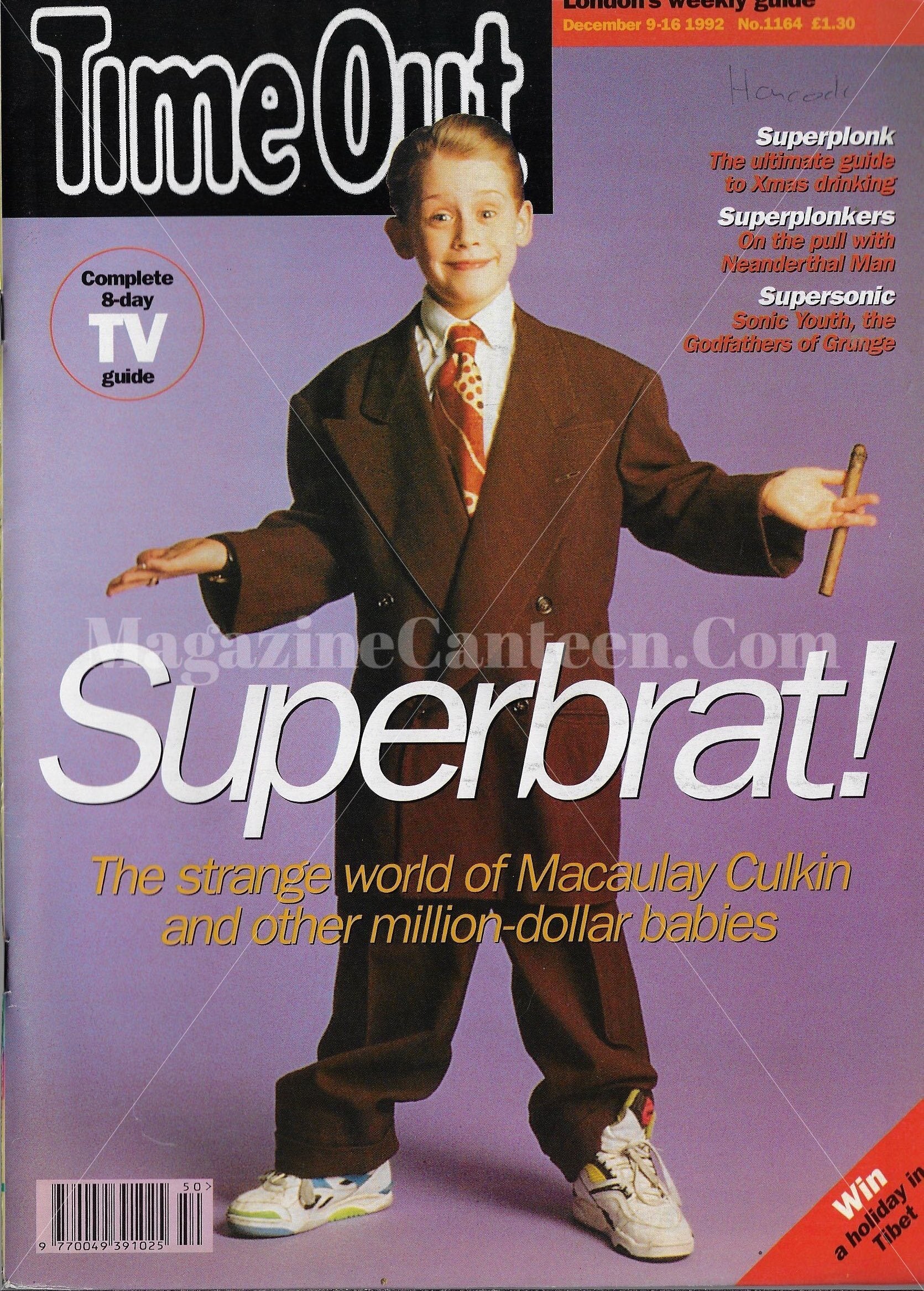 Time Out Magazine Macaulay Culkin Sonic Youth Magazine Canteen