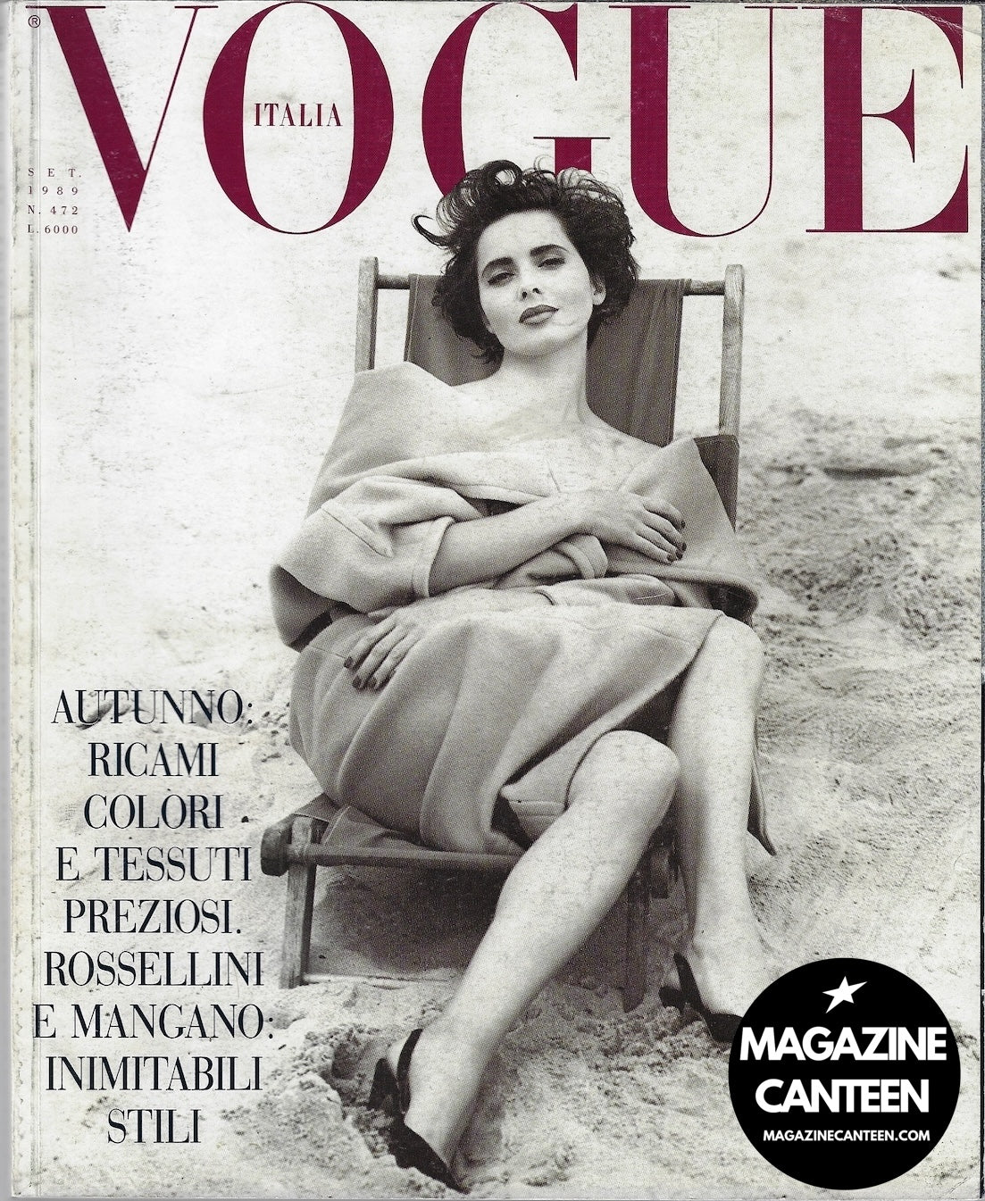 Vogue Italia Magazine 1989 - Isabella Rossellini CARLA BRUNI Bellucci