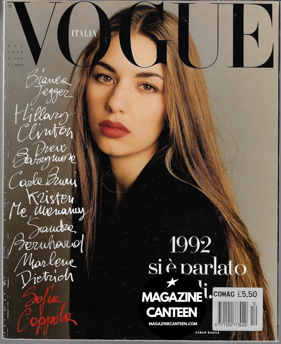 Vogue Italia Magazine 1992 - SOFIA COPPOLA Christy Turlington BRUNI