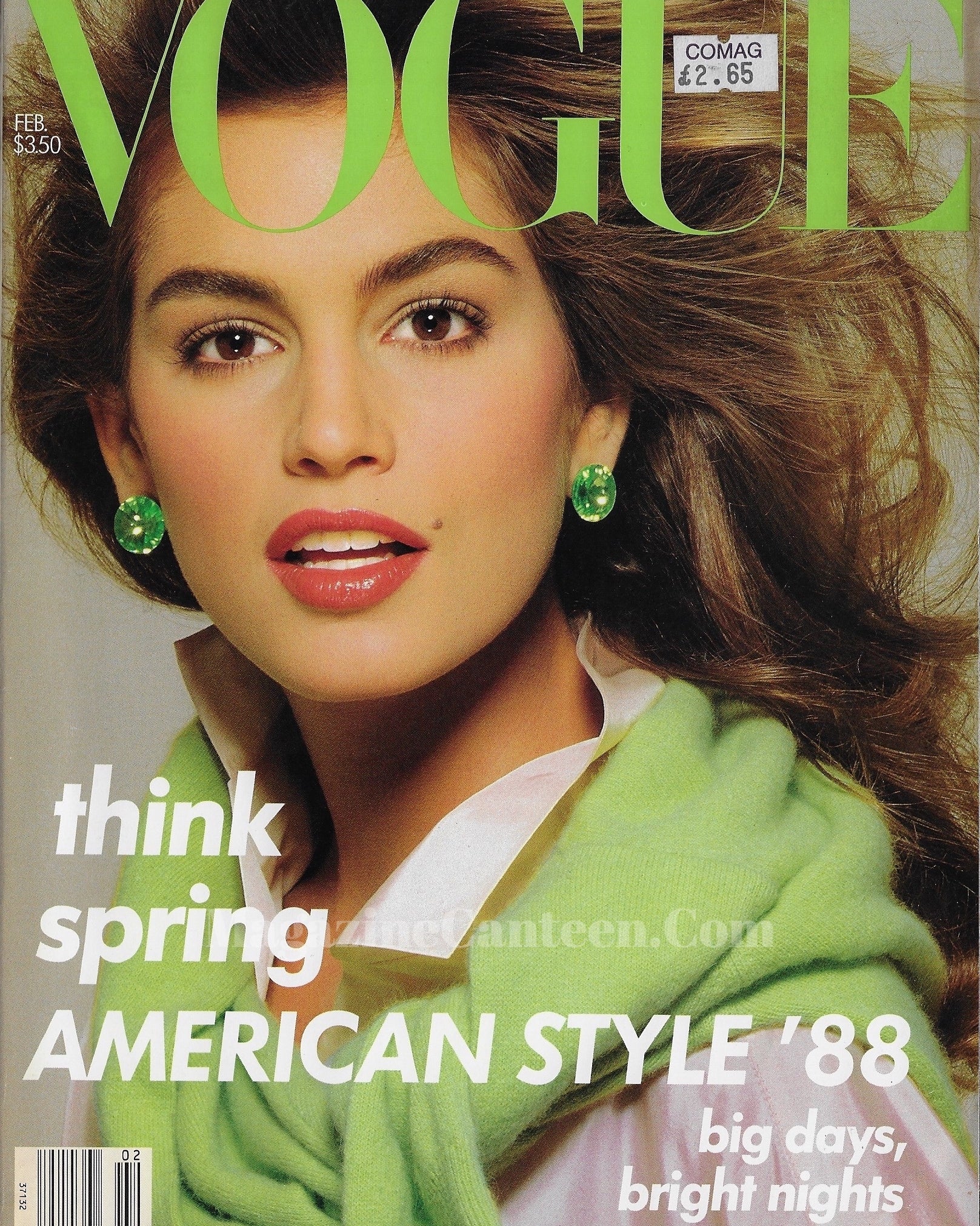 Vogue USA Magazine February 1988 - Cindy Crawford