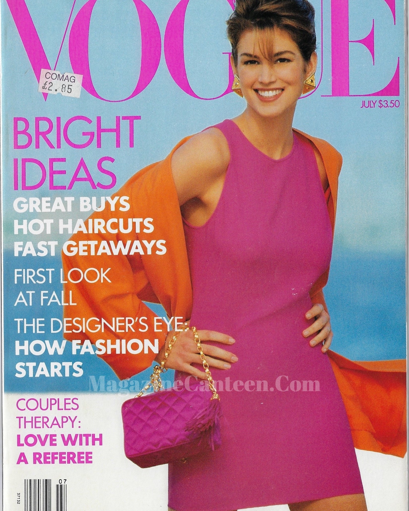 Vogue USA Magazine July 1990 - Cindy Crawford