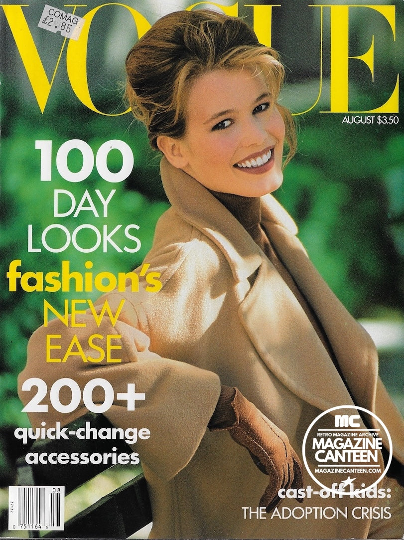 Vogue USA Magazine August 1990 - CLAUDIA SCHIFFER Tatjana Patitz