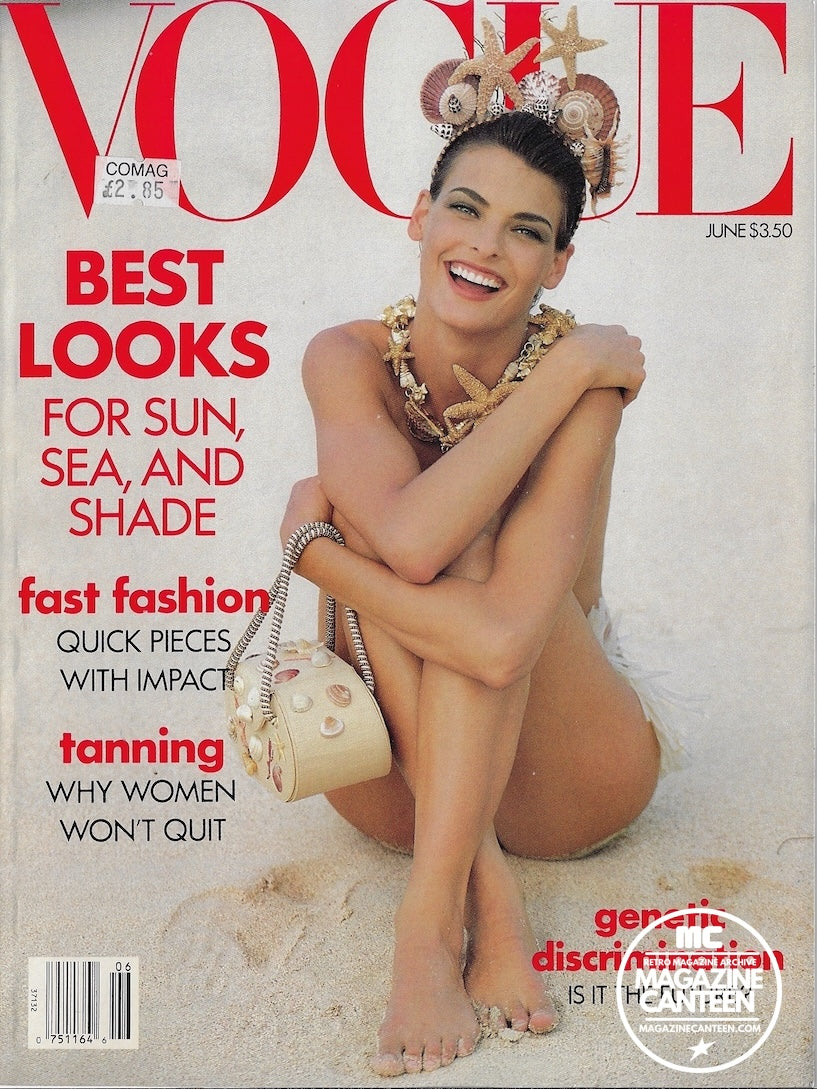 Vogue USA Magazine June 1990 - Linda Evangelista NAOMI CAMPBELL Claudia Schiffer