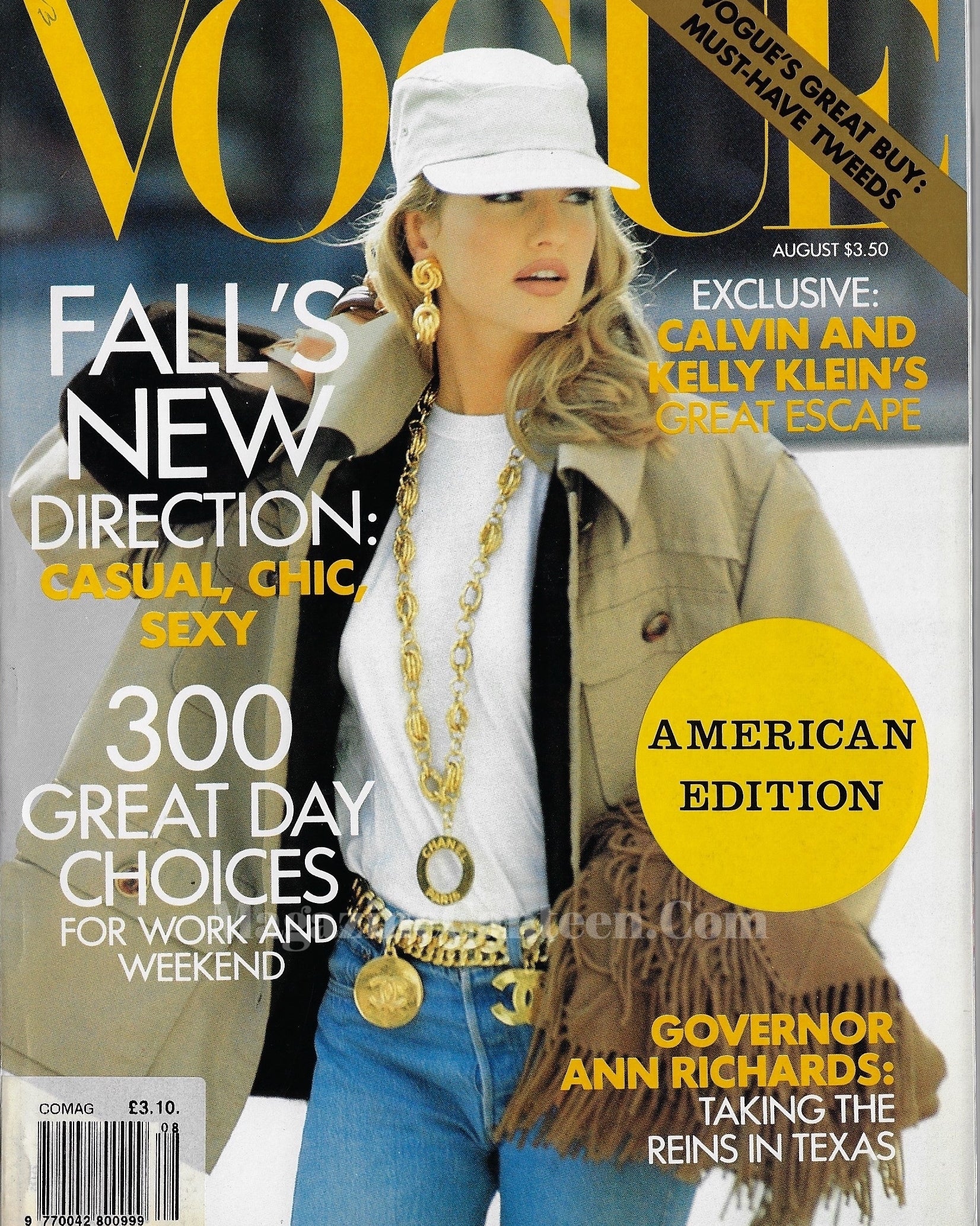 Vogue USA Magazine August 1991 - Karen Mulder