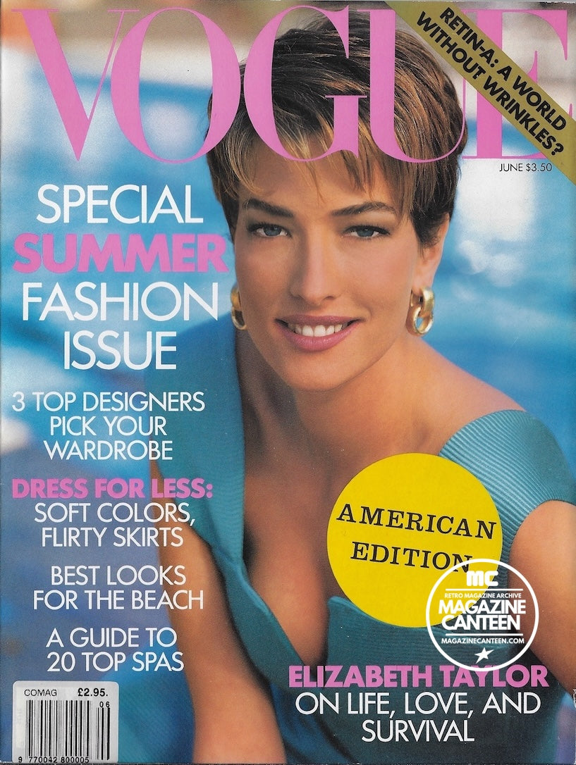 Vogue USA Magazine June 1991 - Tatjana Patitz CINDY CRAWFORD Karen Mulder
