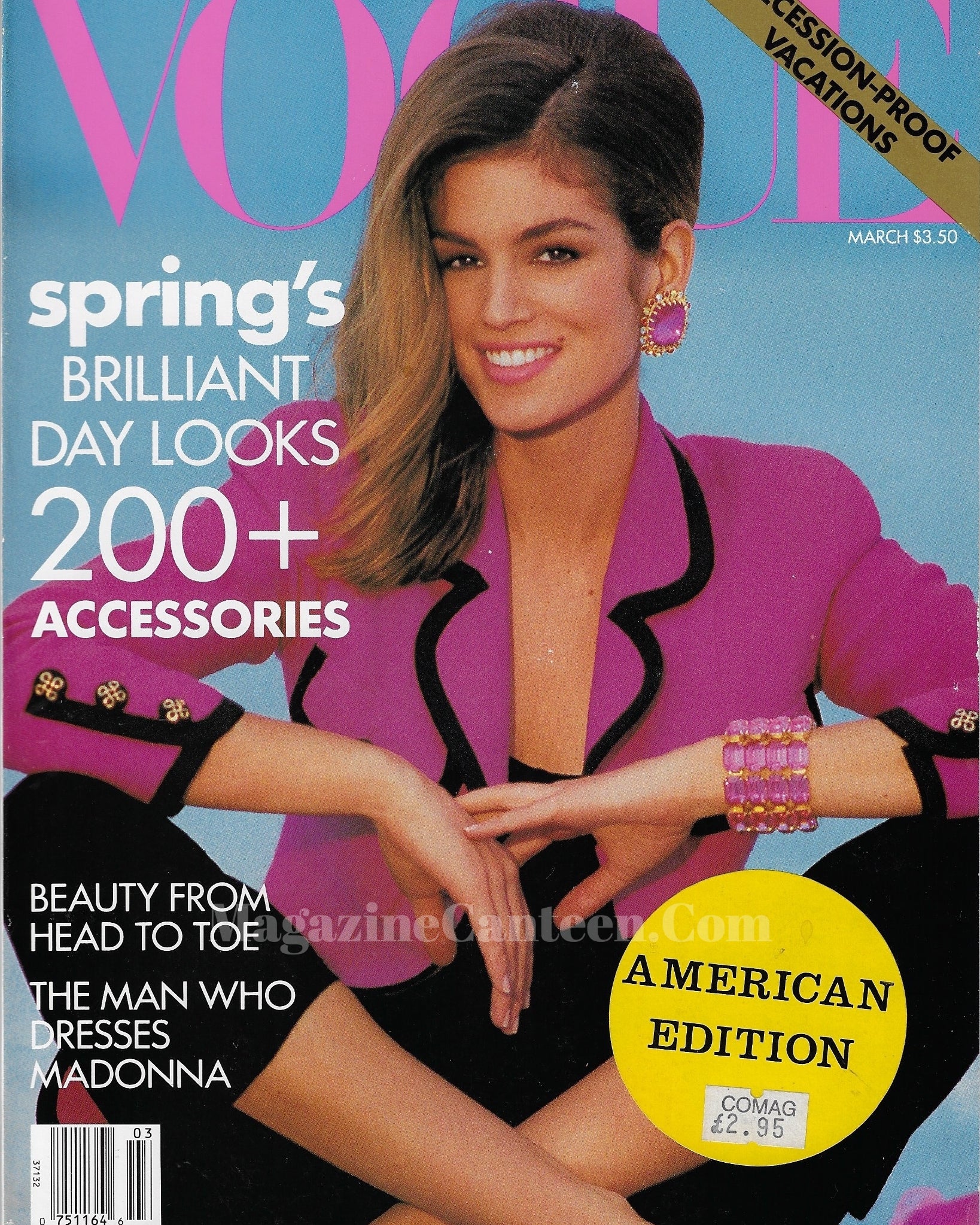 Vogue USA Magazine March 1991 - Cindy Crawford