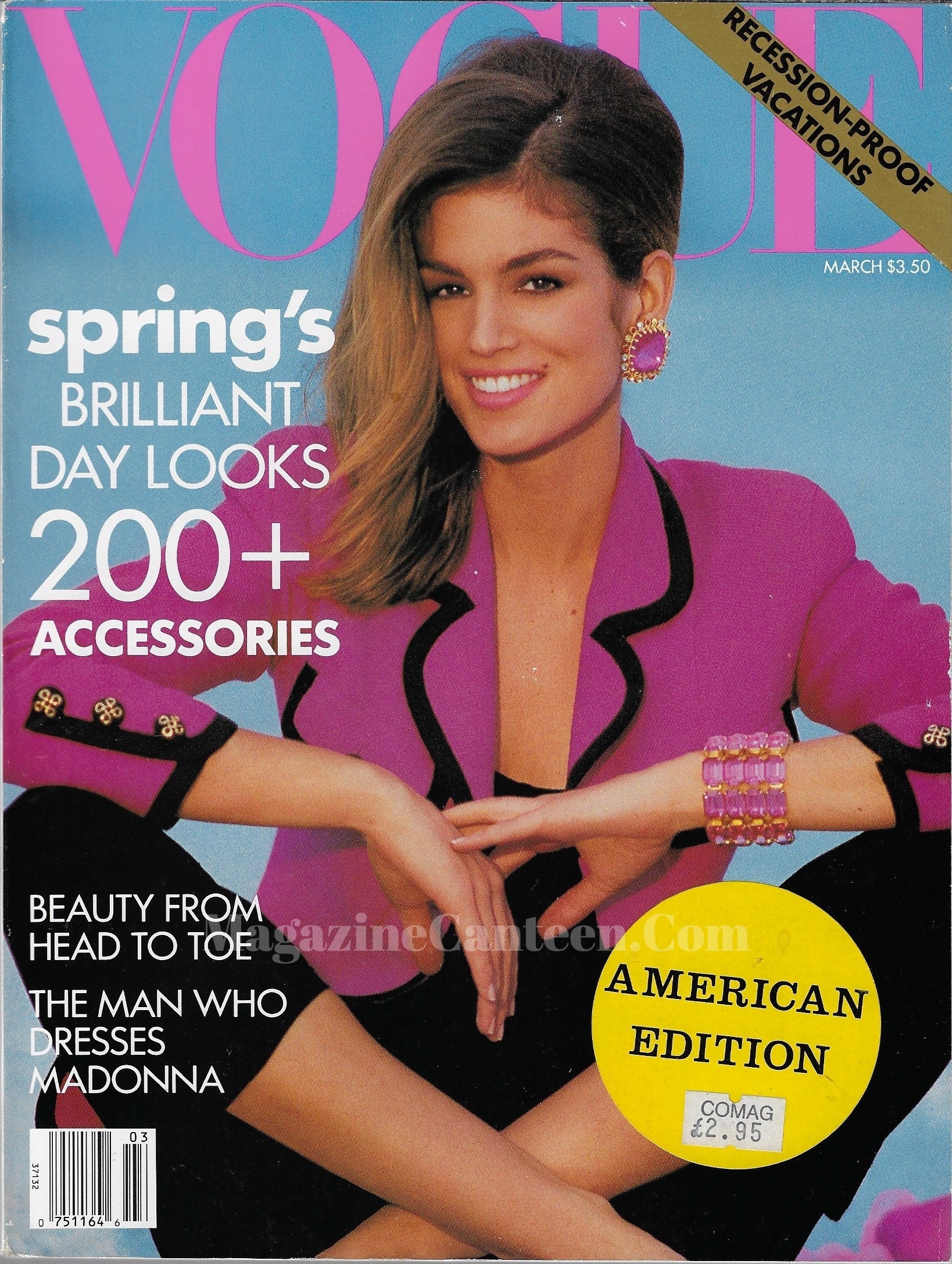 Vogue USA Magazine March 1991 - Cindy Crawford