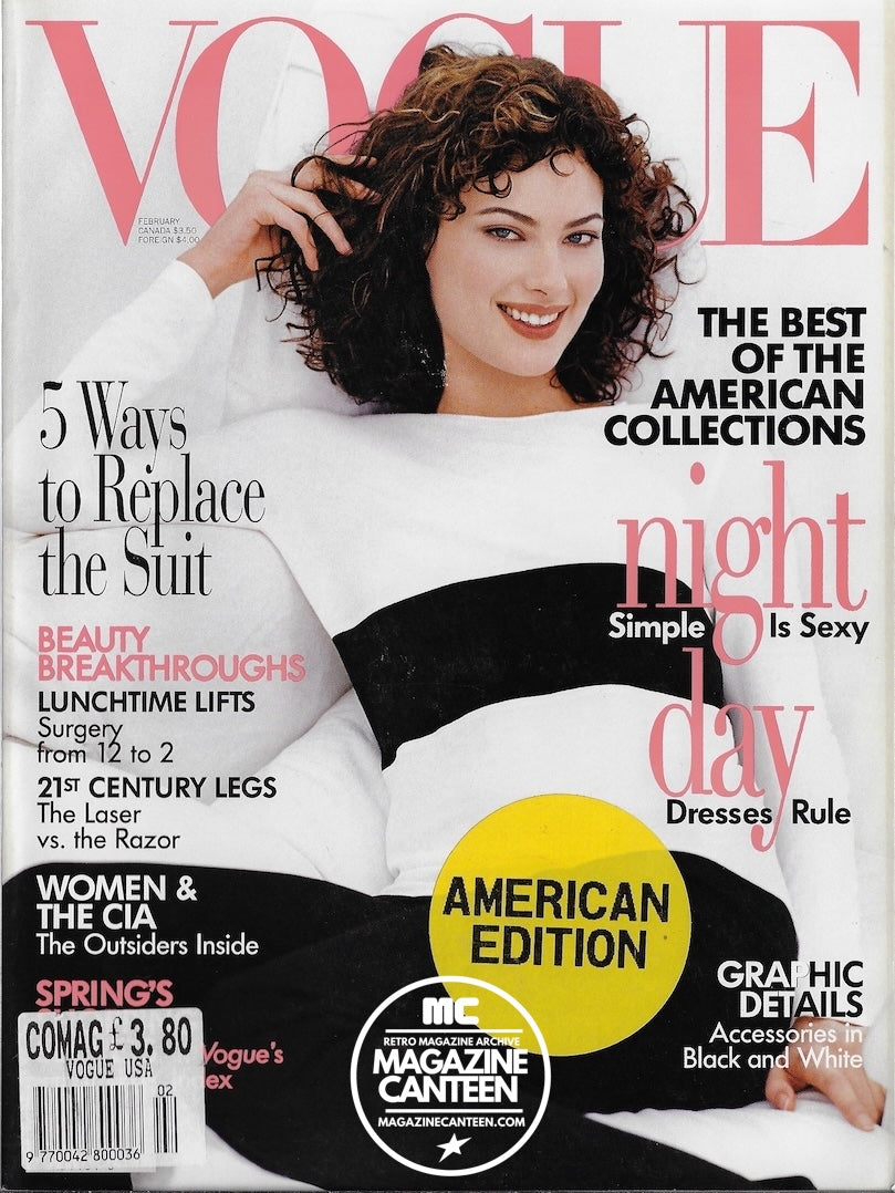 Vogue USA Magazine February 1996 - Shalom Harlow STELLA TENNANT Kirsty Hume