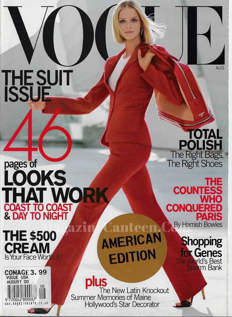 US Vogue magazine - August 2000 - Carmen Kass cover