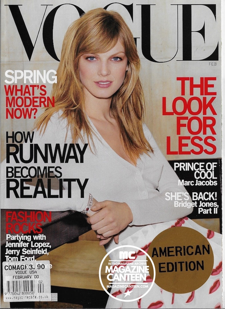 Vogue USA Magazine February 2000 - Angela Lindvall KATE MOSS Gisele