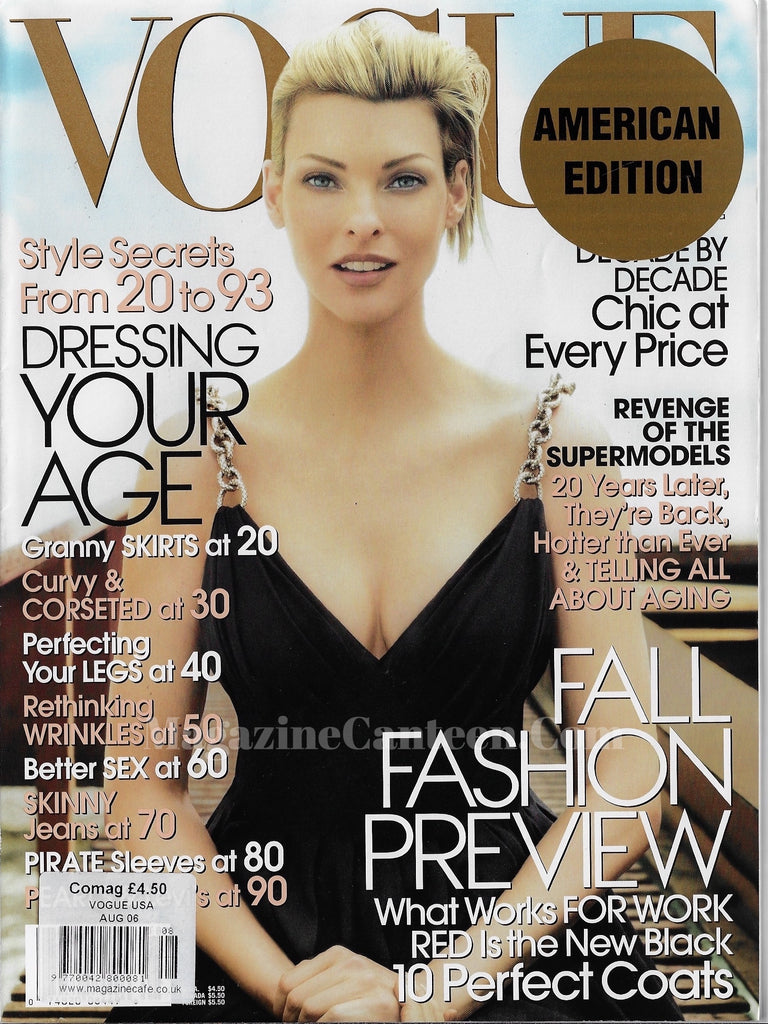 Vogue USA Magazine August 2006 - Linda Evangelista – magazine canteen