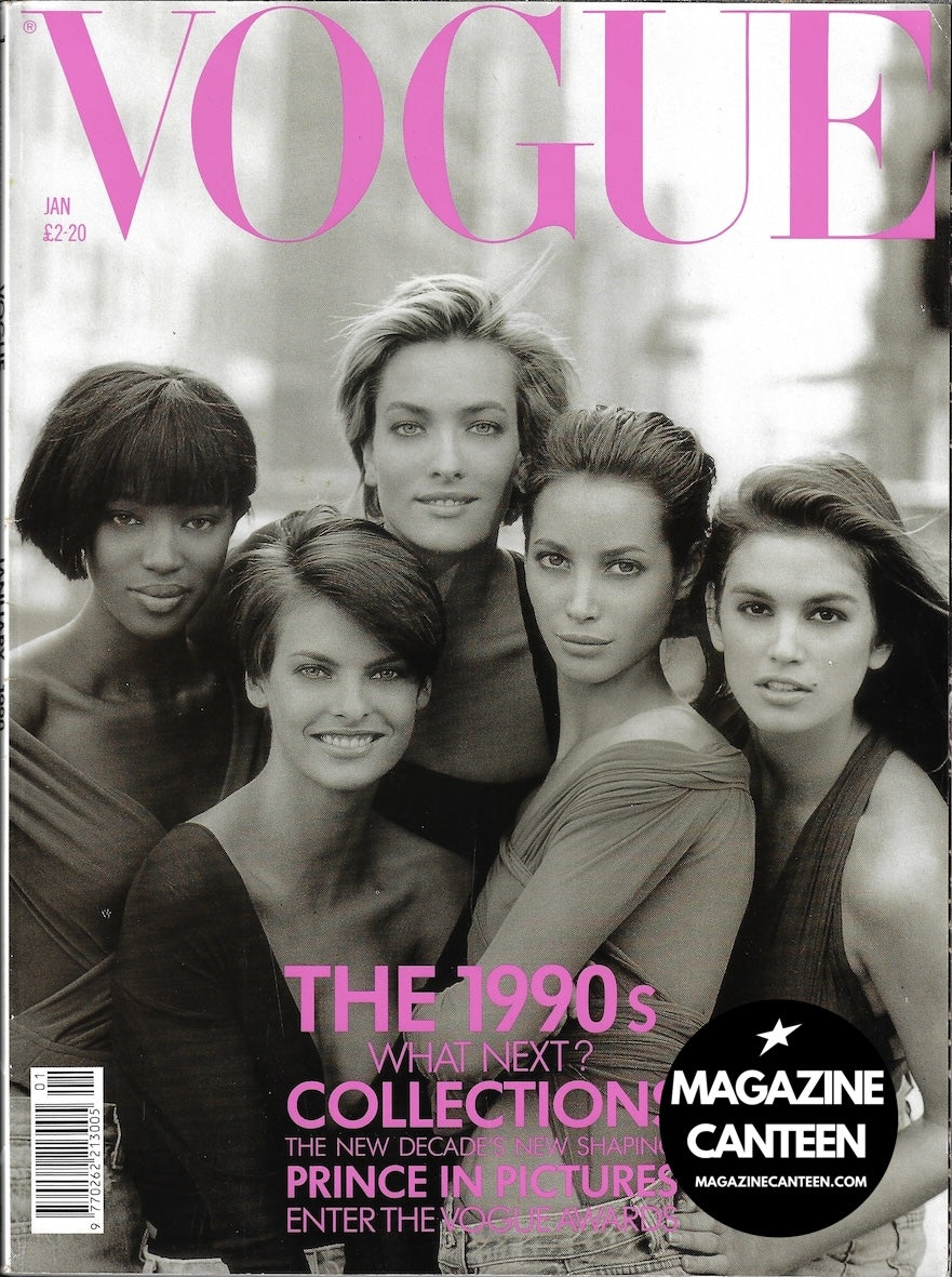 Vogue Magazine January 1990 - The SUPERMODELS Linda Christy Naomi